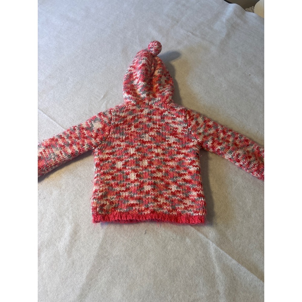 Wonderkids Toddler Girls Pink Variegated Knit Fleece Lined Hooded Cardigan 4T - Picture 8 of 9